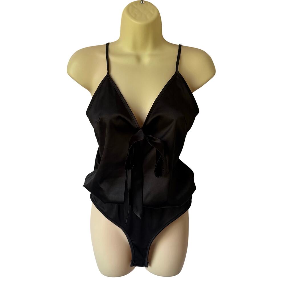 Misguided Black Drop Waist Bodysuit Top Size 4